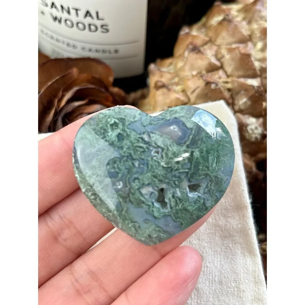 Moss agate bundle flame, heart and small‎ tower